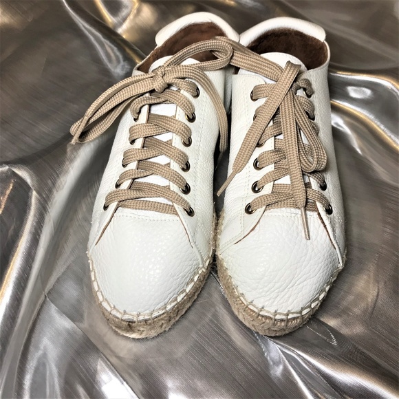 Maypol Shoes - Maypol White Leather Espadrilles Shoes